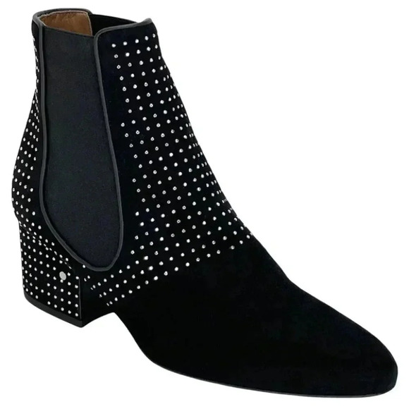 Laurence Dacade Rocco Black Suede Studded Womens Booties Size 7.5M EU 38.5 - Picture 1 of 16